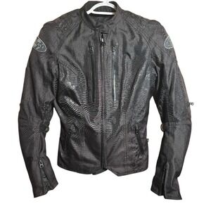 Joe Rocket Womens Black Mesh Motorcycle Jacket Removable Liner Small Floral Back